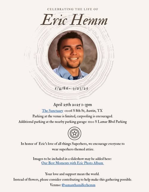 Eric Hemm Obituary, Austin TX - Bee Cave Elementary School staff Member Has Passed Away at 45