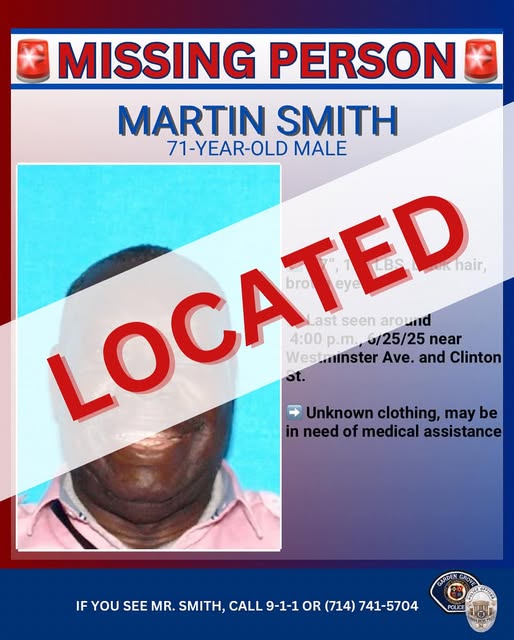 Missing 71-Year-Old Garden Grove Man Found Safe After Silver Alert Issued